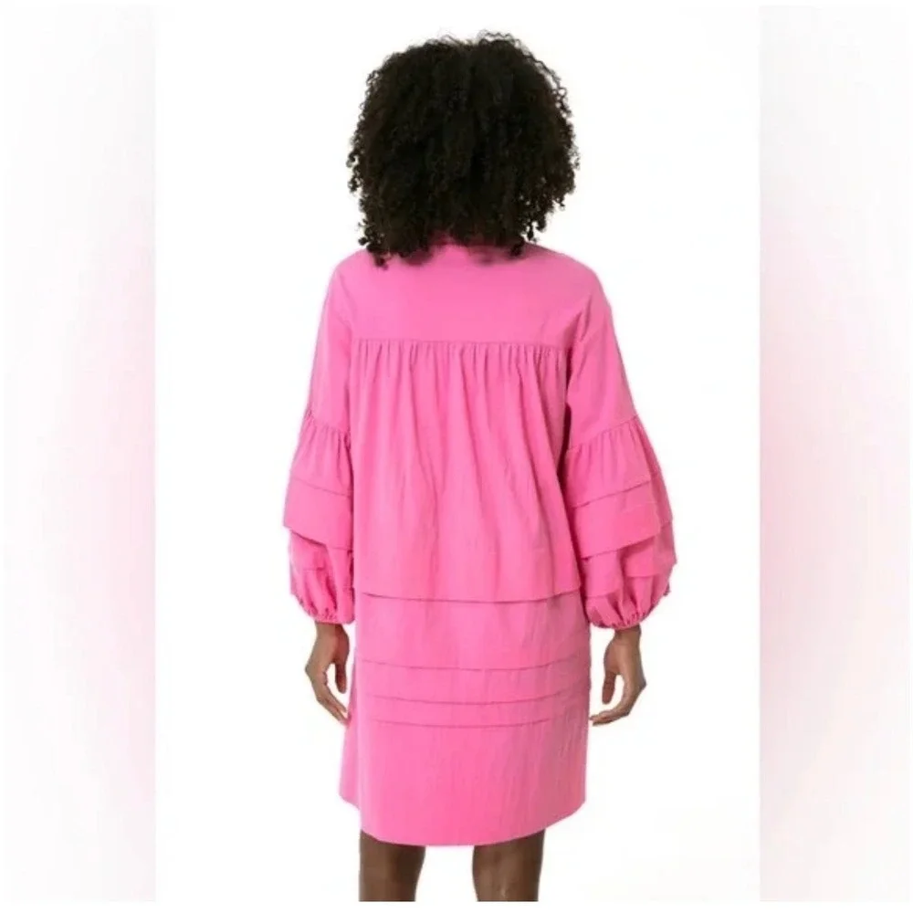 Tuckernuck x Pomander Place | Chelsea Pintuck Dress M Pink Mini Y22657T - Picture 3 of 12